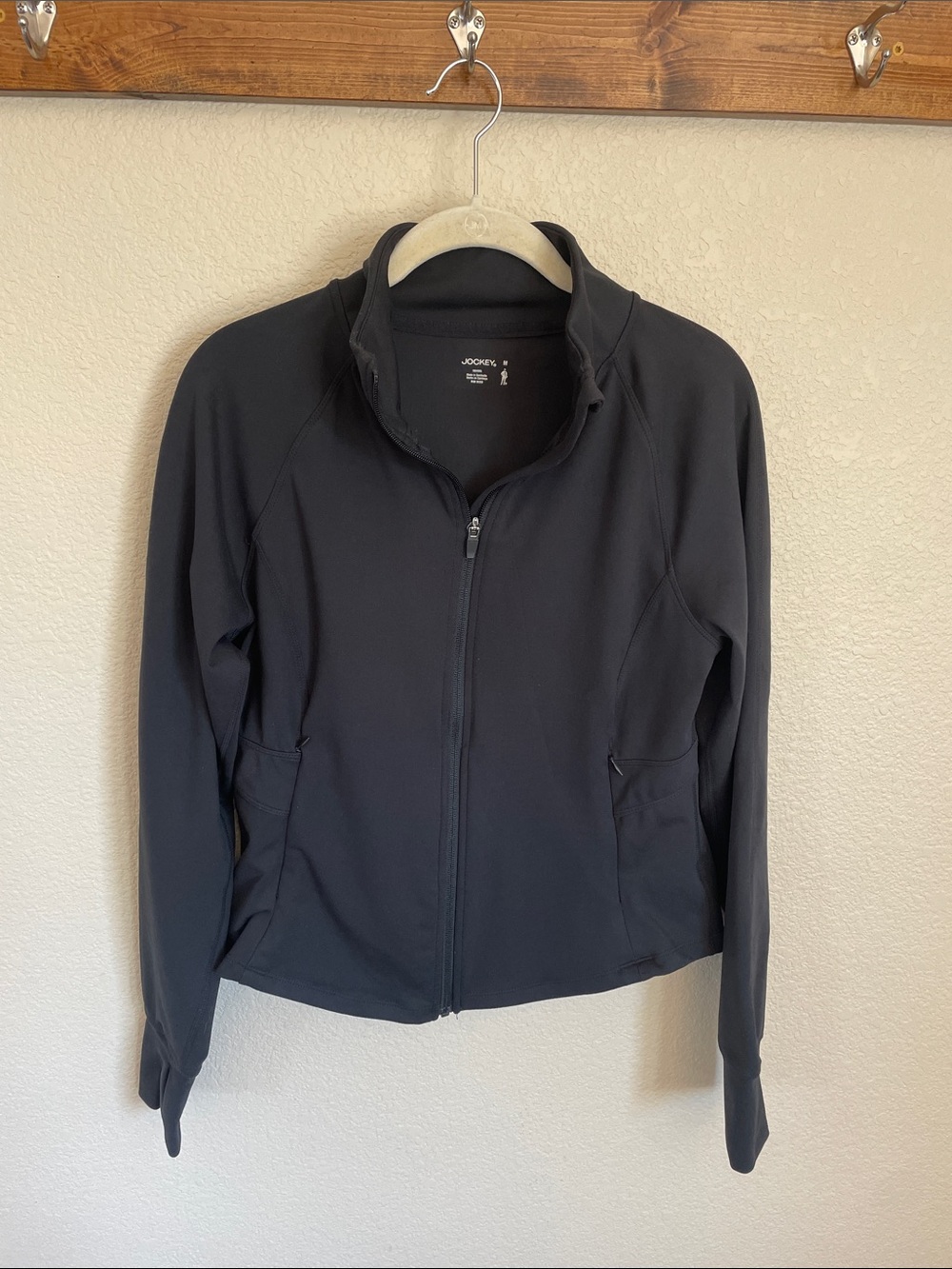 Jockey Black Full-Zip Lightweight Utility Jacket M Activewear Athletic Sporty